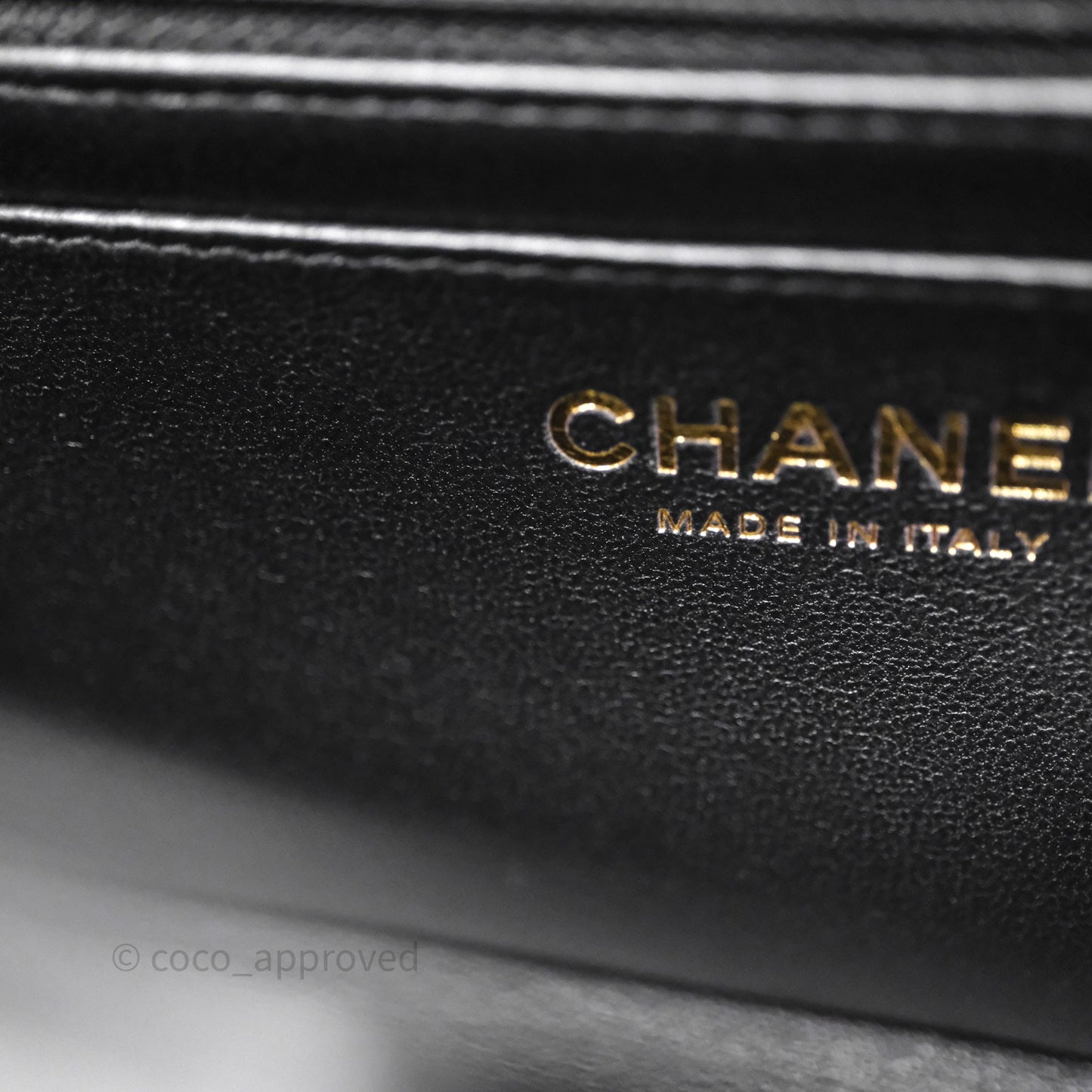 Chanel Top Handle Mini Rectangular Flap Black Patent Gold Hardware