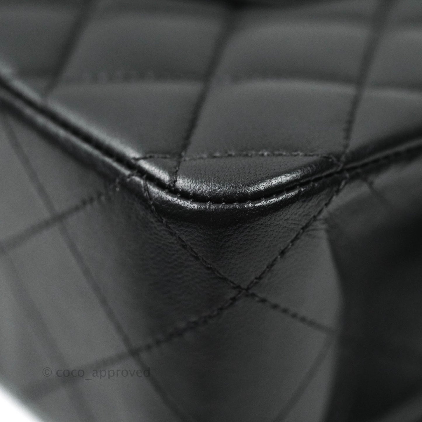 Chanel Classic M/L Medium Double Flap Bag Black Lambskin Silver Hardware