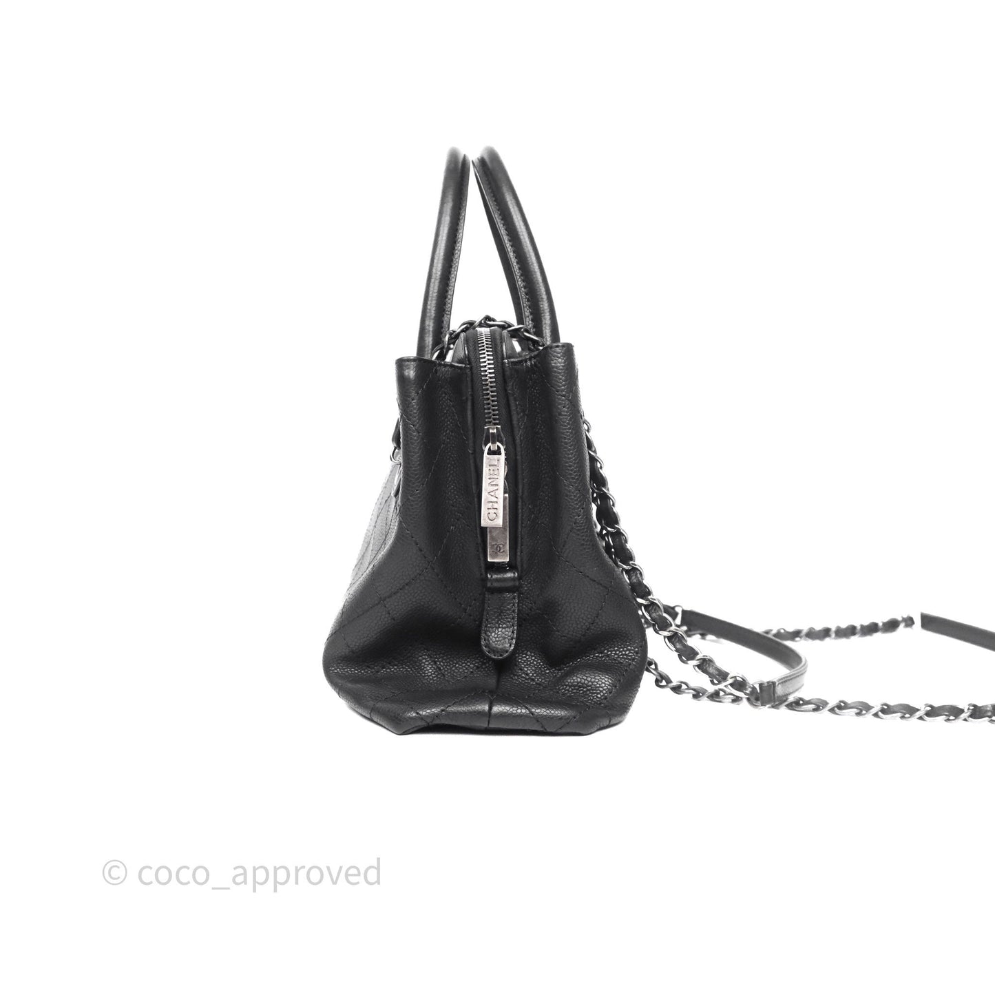 Chanel Quilted Shopping Tote Black Caviar Ruthenium Hardware