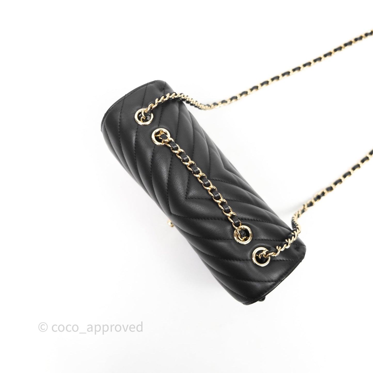 Chanel Black Lambskin Chevron Quilted Statement Flap Bag Light Gold Hardware