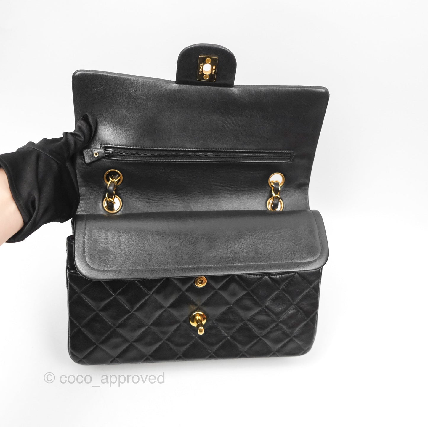 Chanel Vintage Classic Medium Flap Black Lambskin 24K Gold Hardware