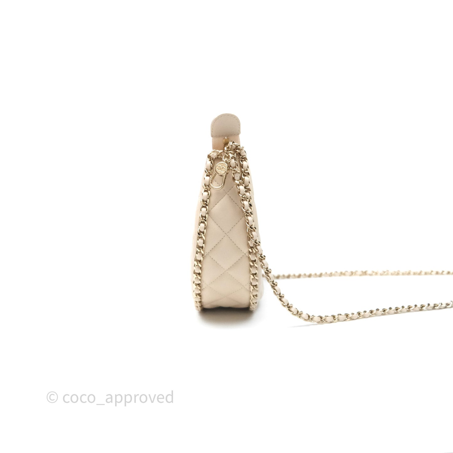 Chanel Small Hobo Bag Light Beige Lambskin Gold Hardware 23P