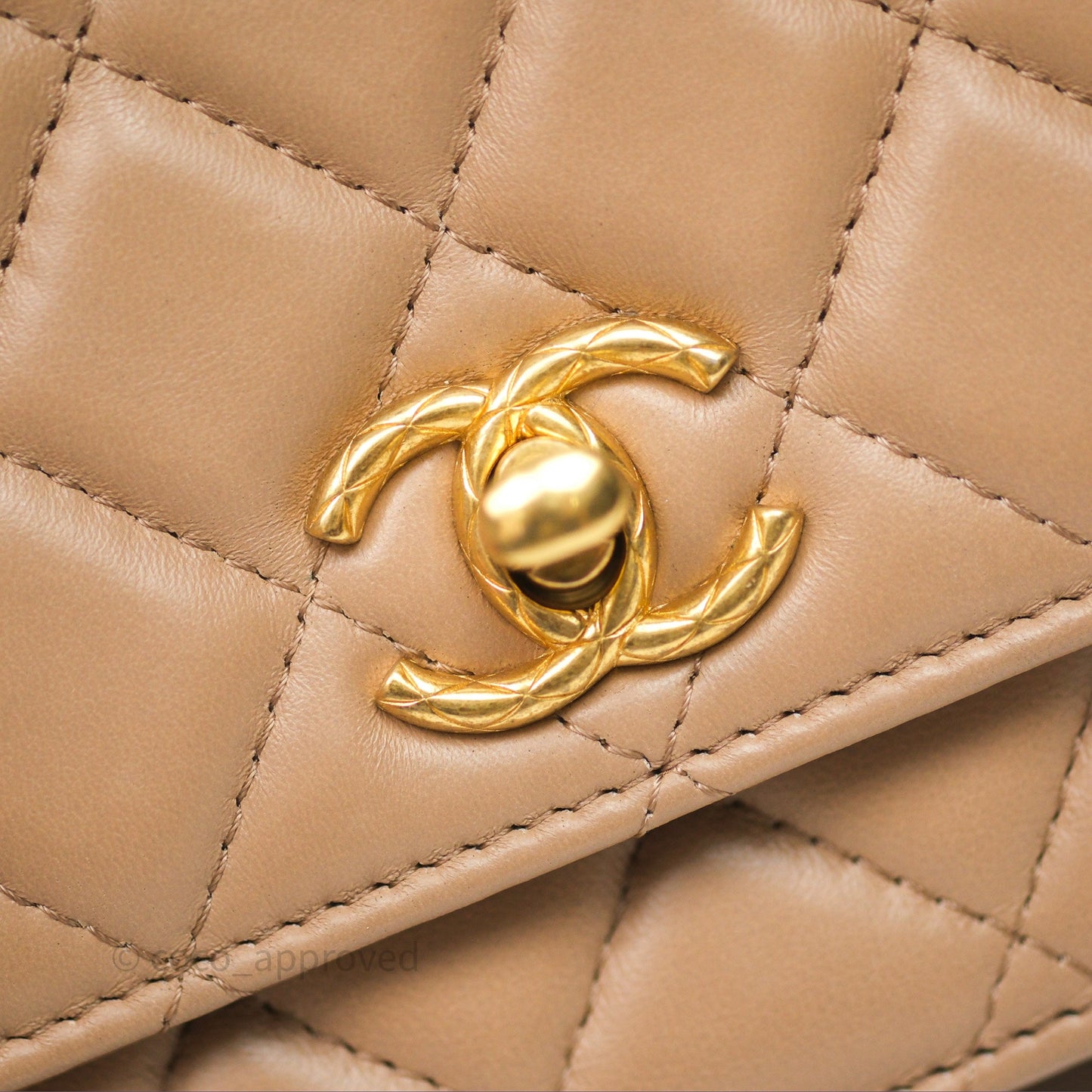 Chanel All Slide Wallet on Chain WOC Adjustable Chain Quilted Beige Lambskin