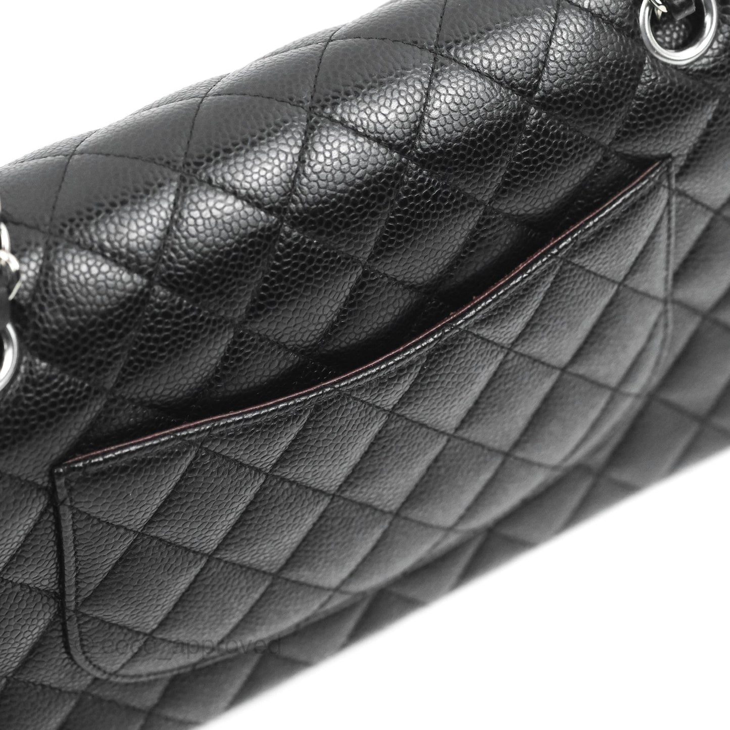Chanel Classic M/L Medium Flap Quilted Black Caviar Silver Hardware