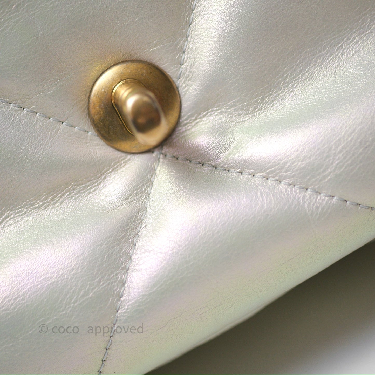 Chanel 19 Small Iridescent White Mixed Hardware