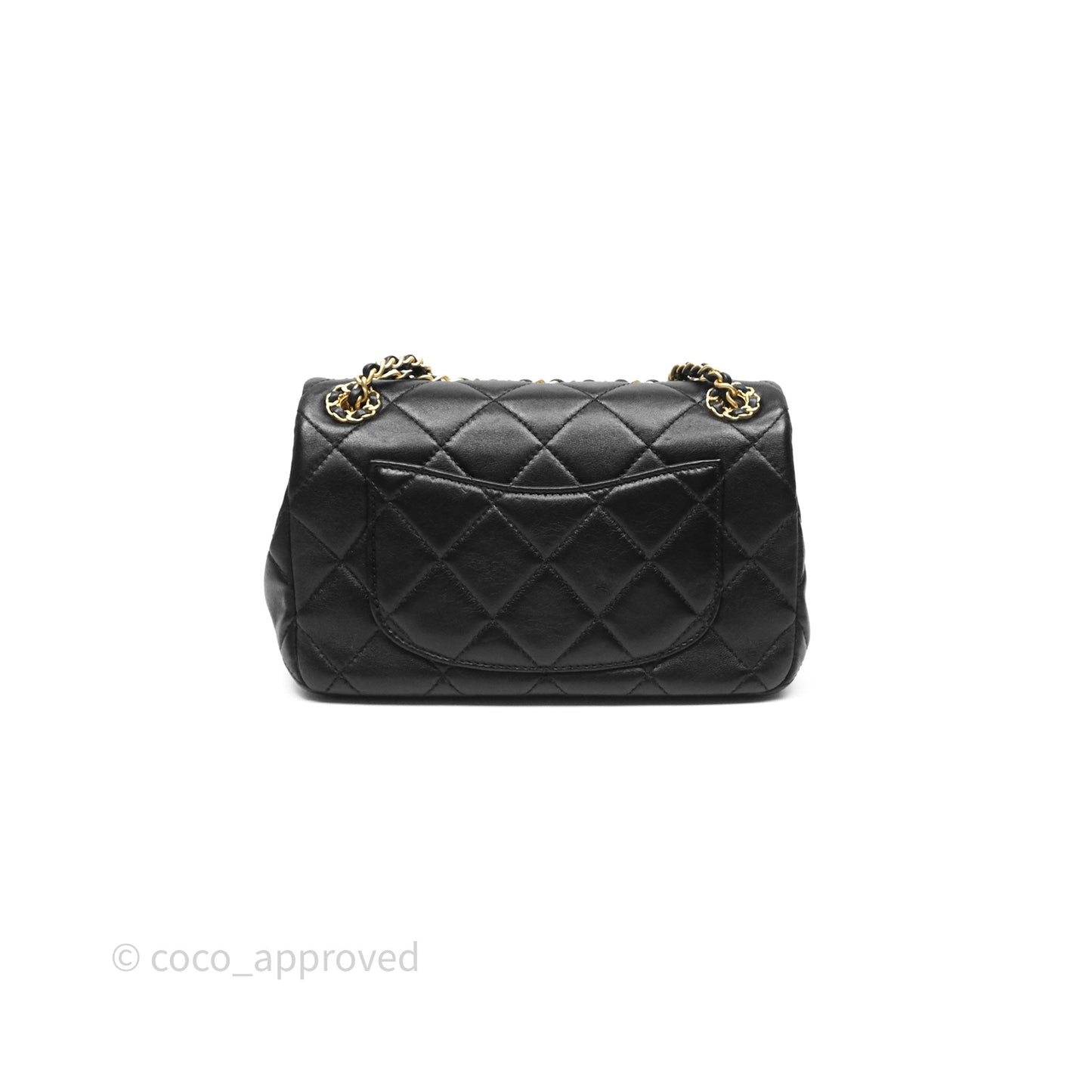 Chanel Flap Bag Black Lambskin Aged Gold Hardware 24P