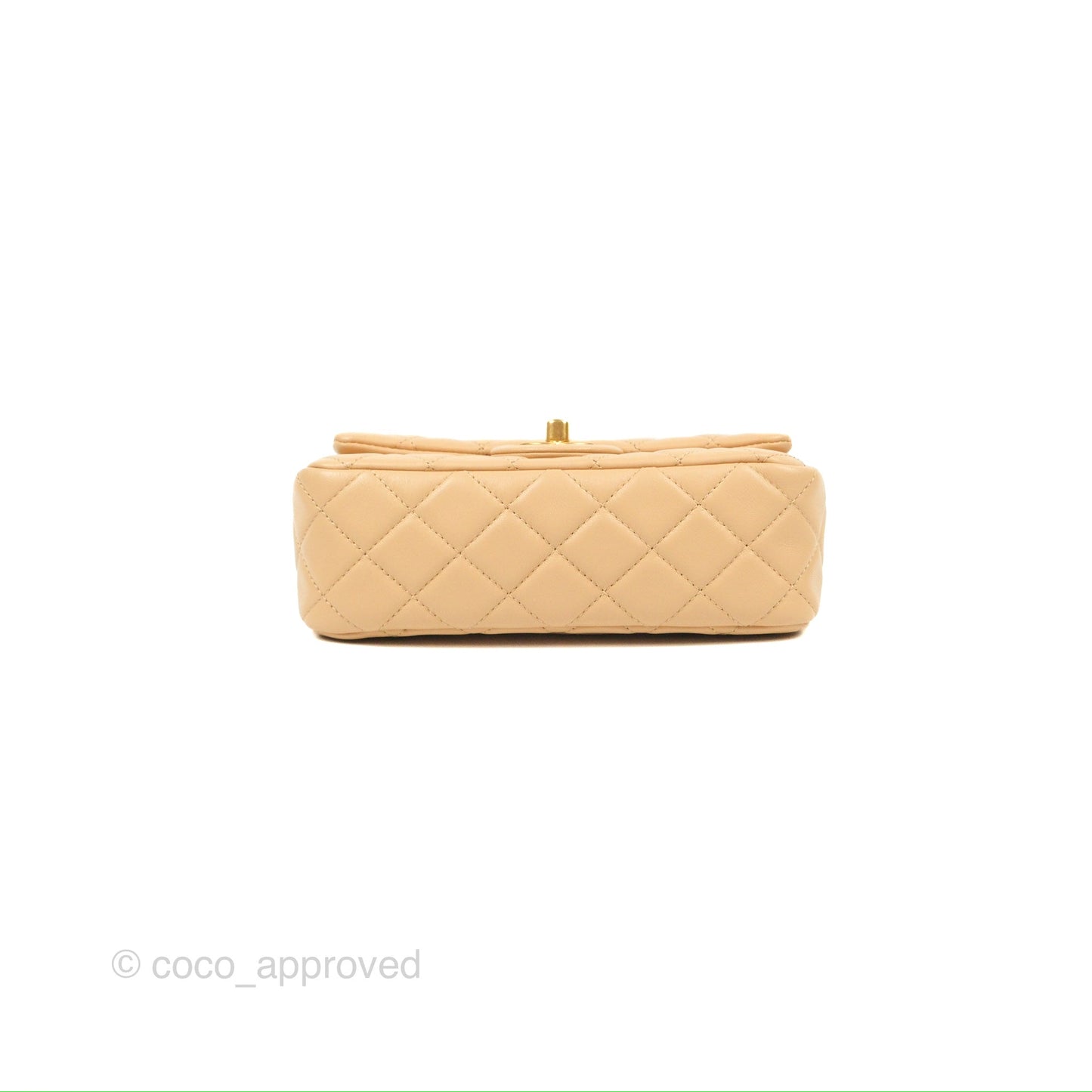 Chanel Mini Rectangular Pearl Crush Beige Lambskin Aged Gold Hardware