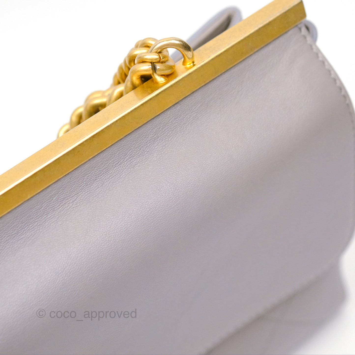 Chanel Small Quilted Coco Luxe Flap Bag Grey Calfskin Aged Gold Hardware