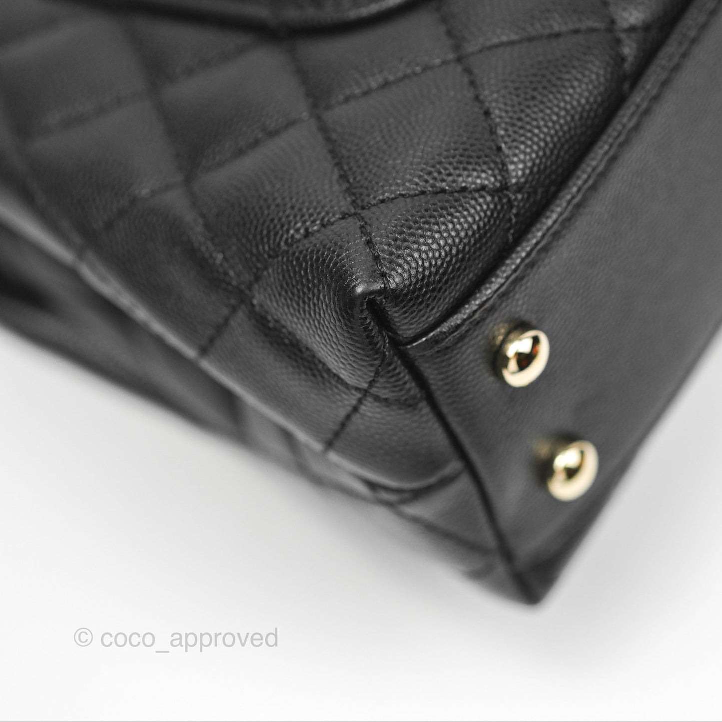 Chanel Small Quilted Coco Handle Black Caviar Gold Hardware