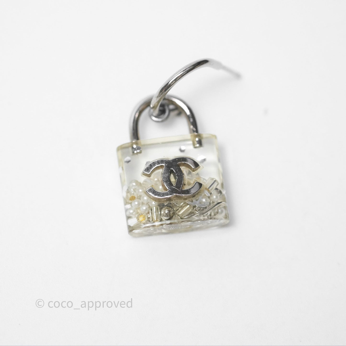 Chanel CC Padlock Resin Drop Earrings 14K