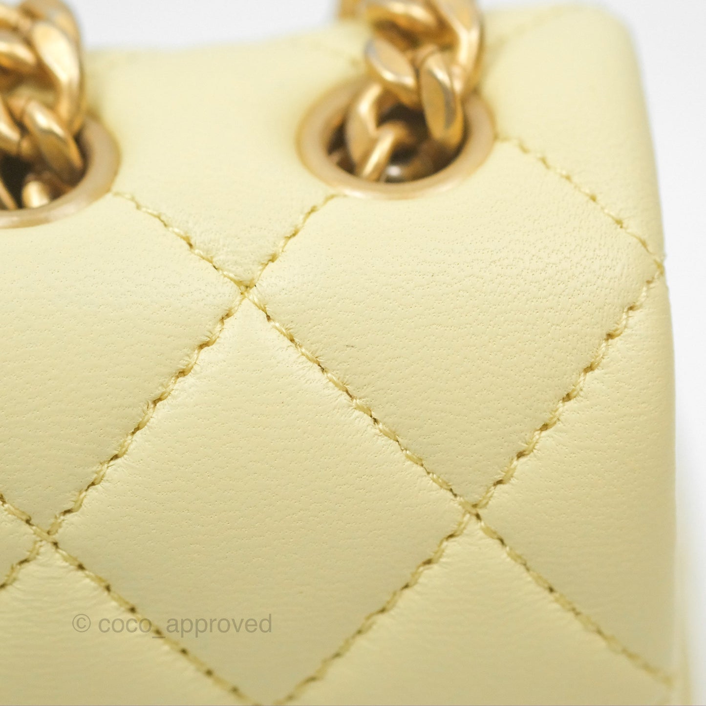 Chanel Mini Rectangular Flap with Camellia Adjustable Chain Yellow Lambskin Aged Gold Hardware 23S