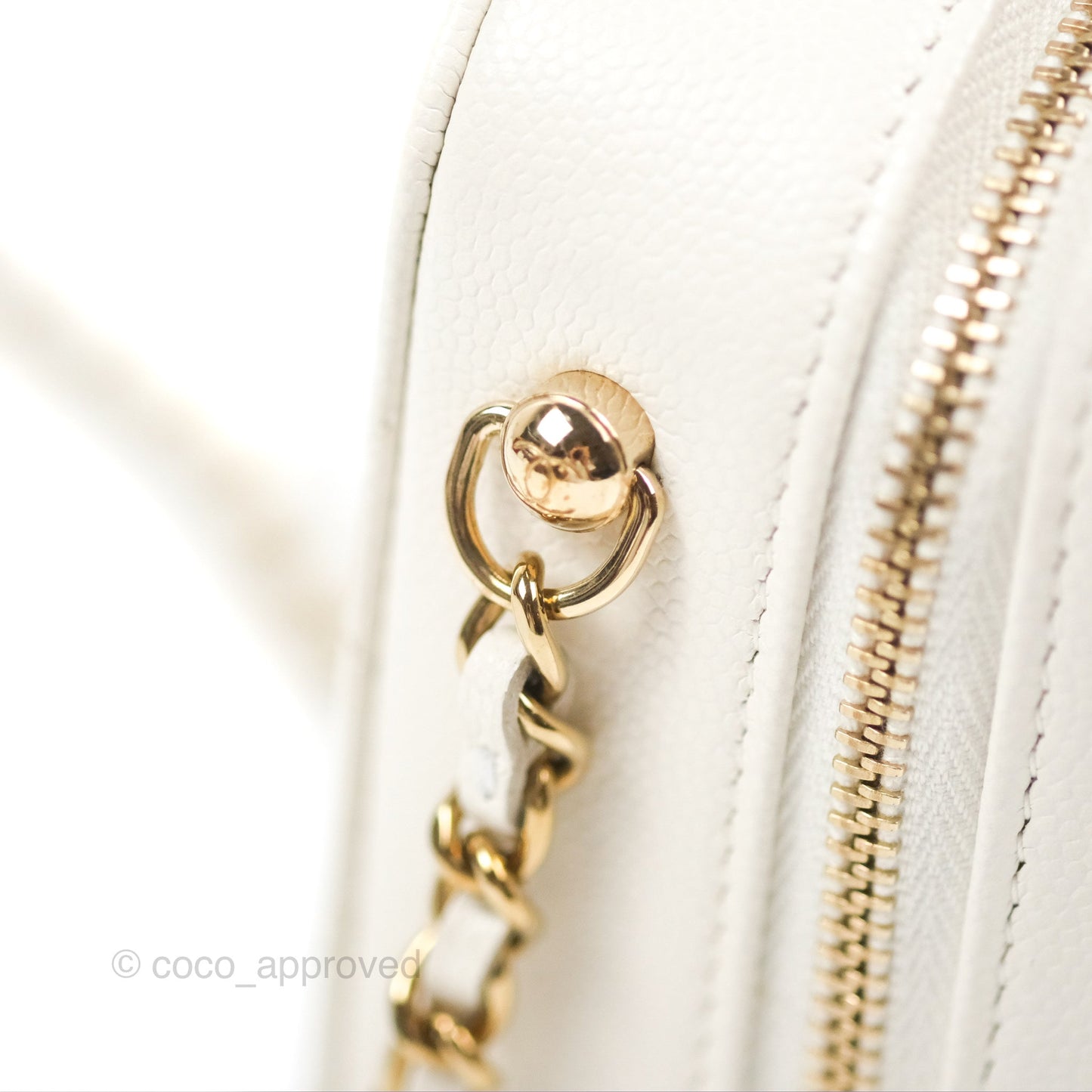Chanel Mini Quilted Camera Case White Caviar Gold Hardware