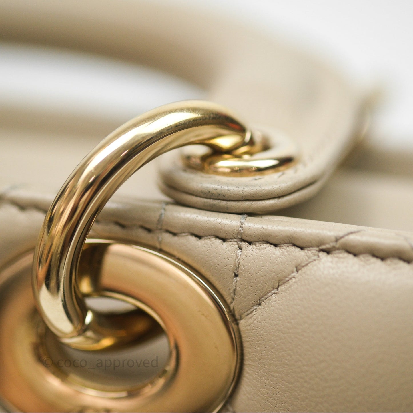 Dior Medium Lady D-Joy Bag Sand Lambskin Cannage Gold Hardware