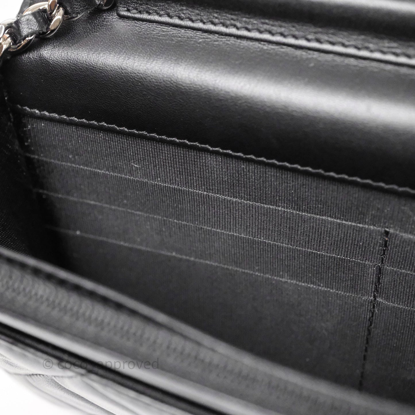 Chanel Cambon Line Wallet On Chain Black Lambskin Bag Silver Hardware