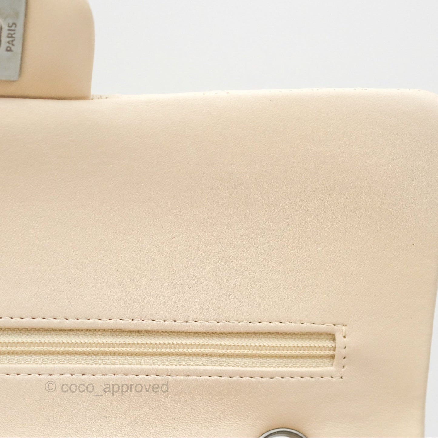 Chanel Classic M/L Medium Flap Quilted Pale Beige Lambskin Gun Metal