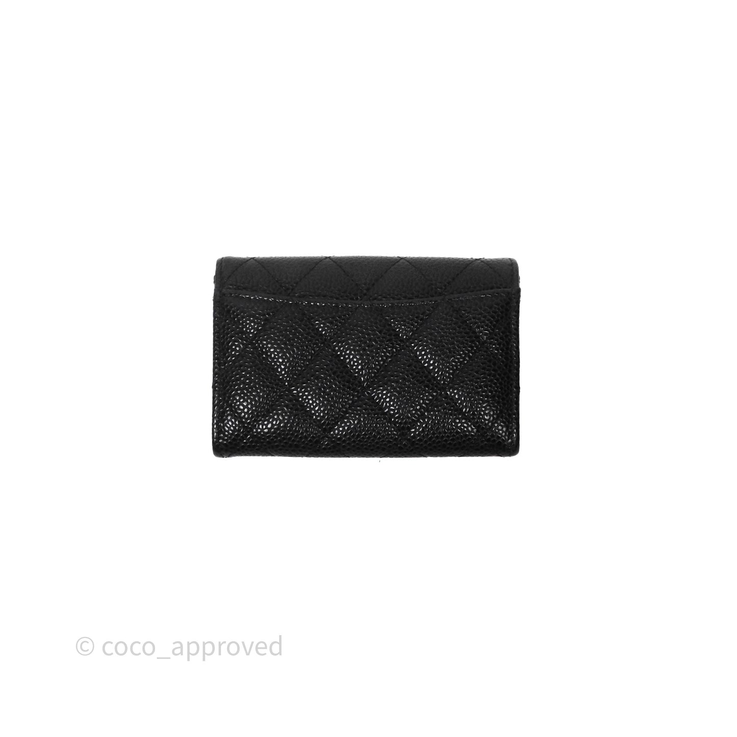 Chanel Classic Flap Black Caviar Card Holder Silver Hardware