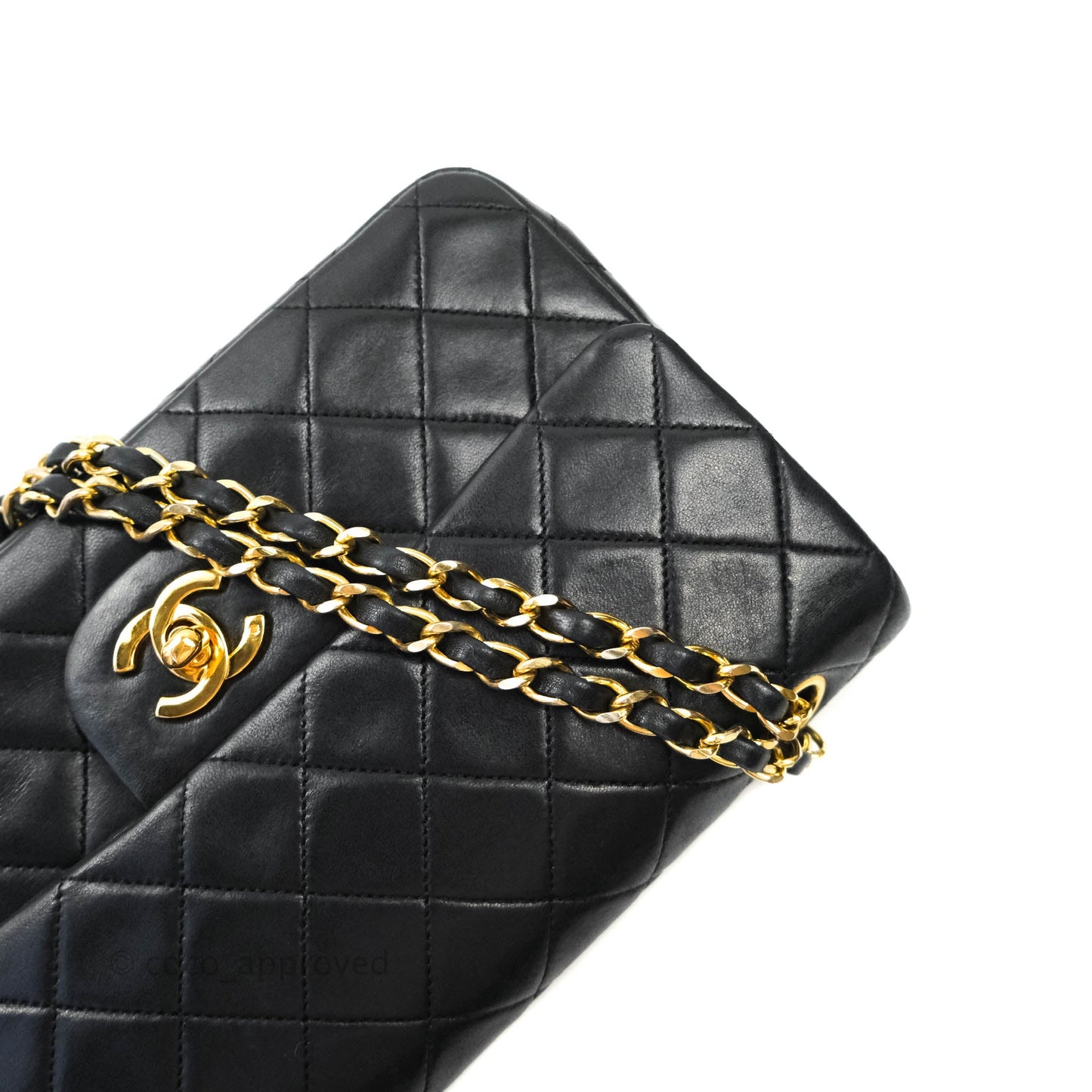 Chanel Vintage S/M Lambskin Small Double Flap Bag Black 24K Gold Hardware