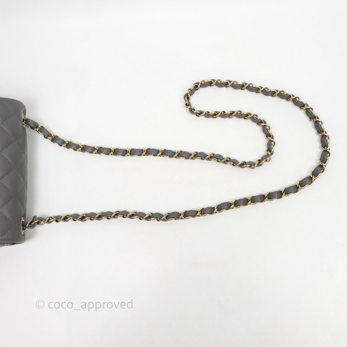 Chanel Mini Square Quilted Grey Lambskin Gold Hardware