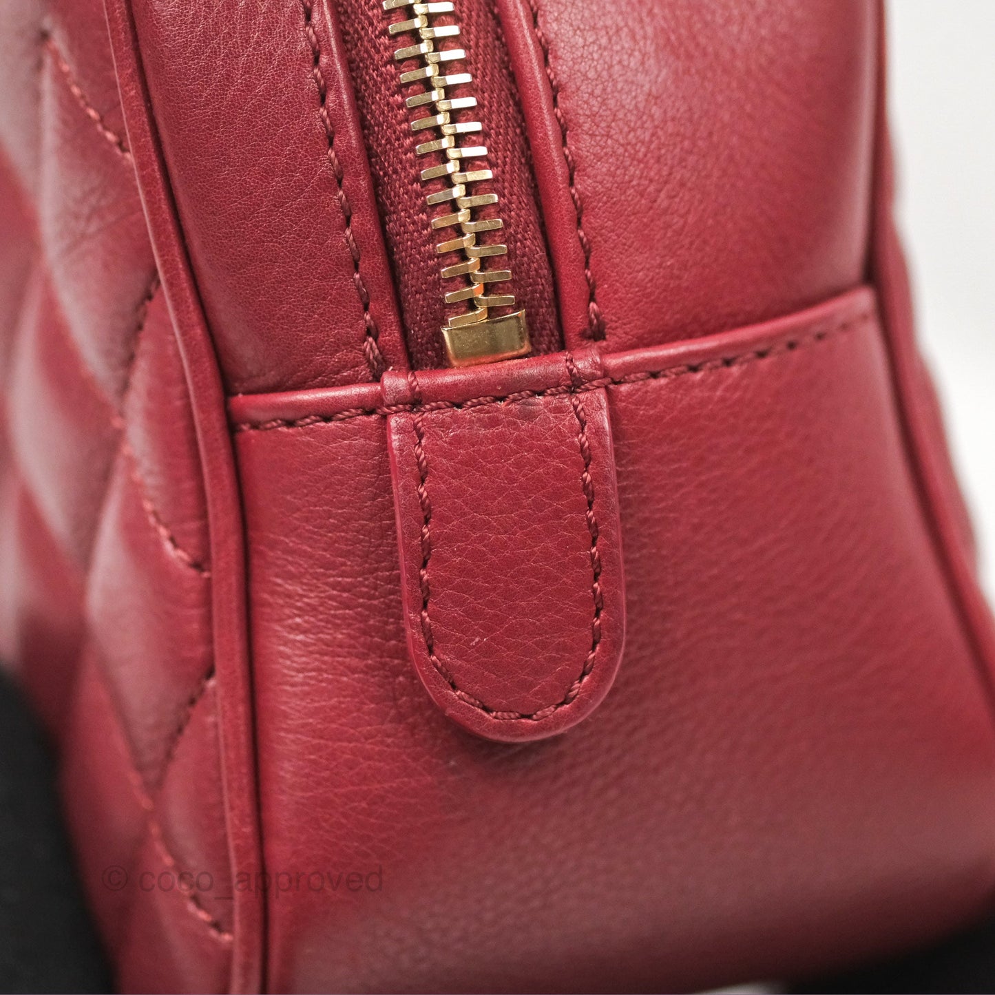 Chanel Quilted CC Small Vanity Case Dark Red Calfskin