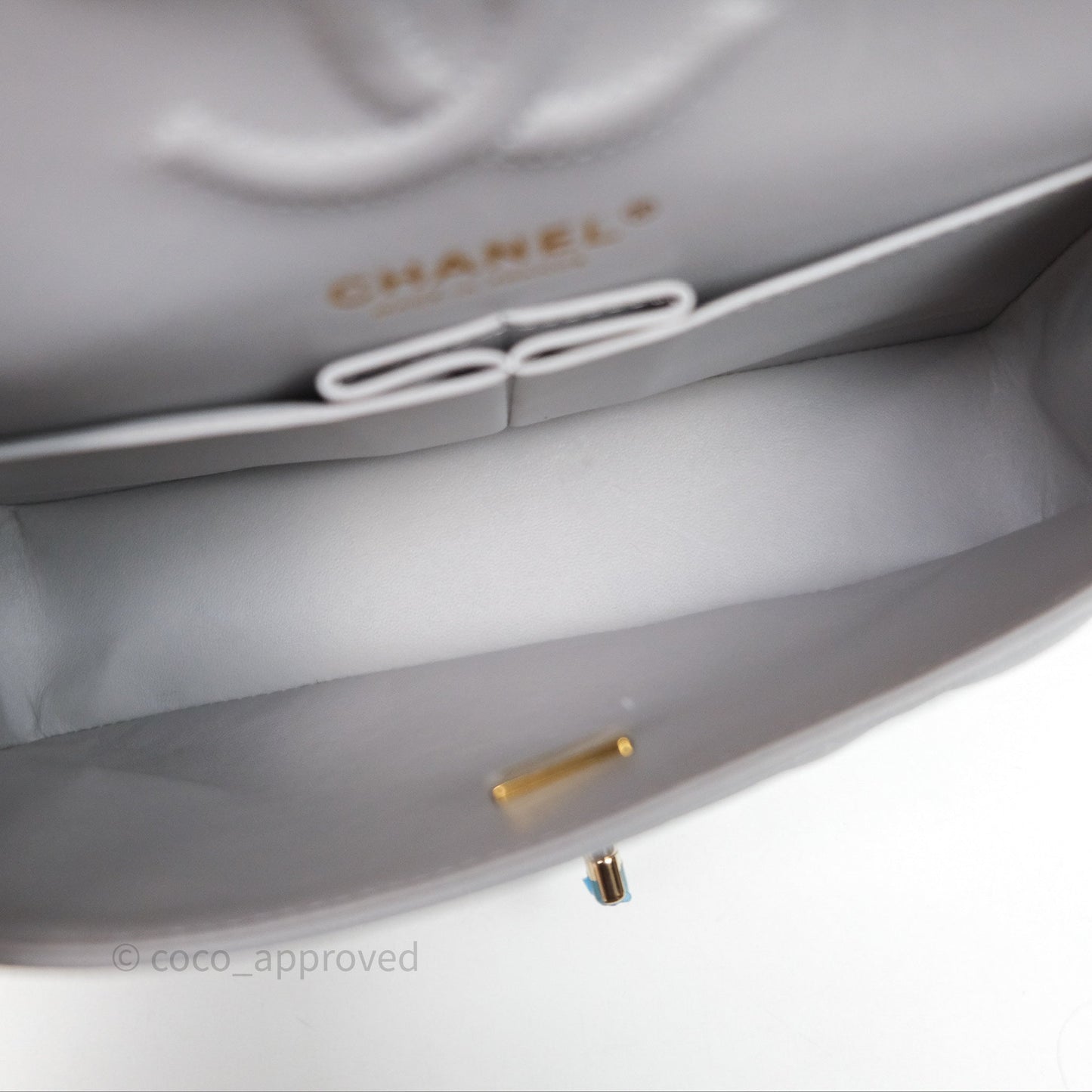Chanel Small Classic Flap Quilted Grey Caviar Gold Hardware 21A