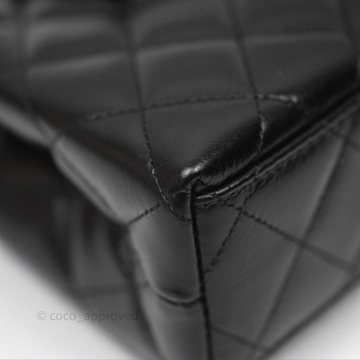 Chanel Kelly Bag Quilted Black Shiny Crumpled Calfskin Aged Gold Hardware
