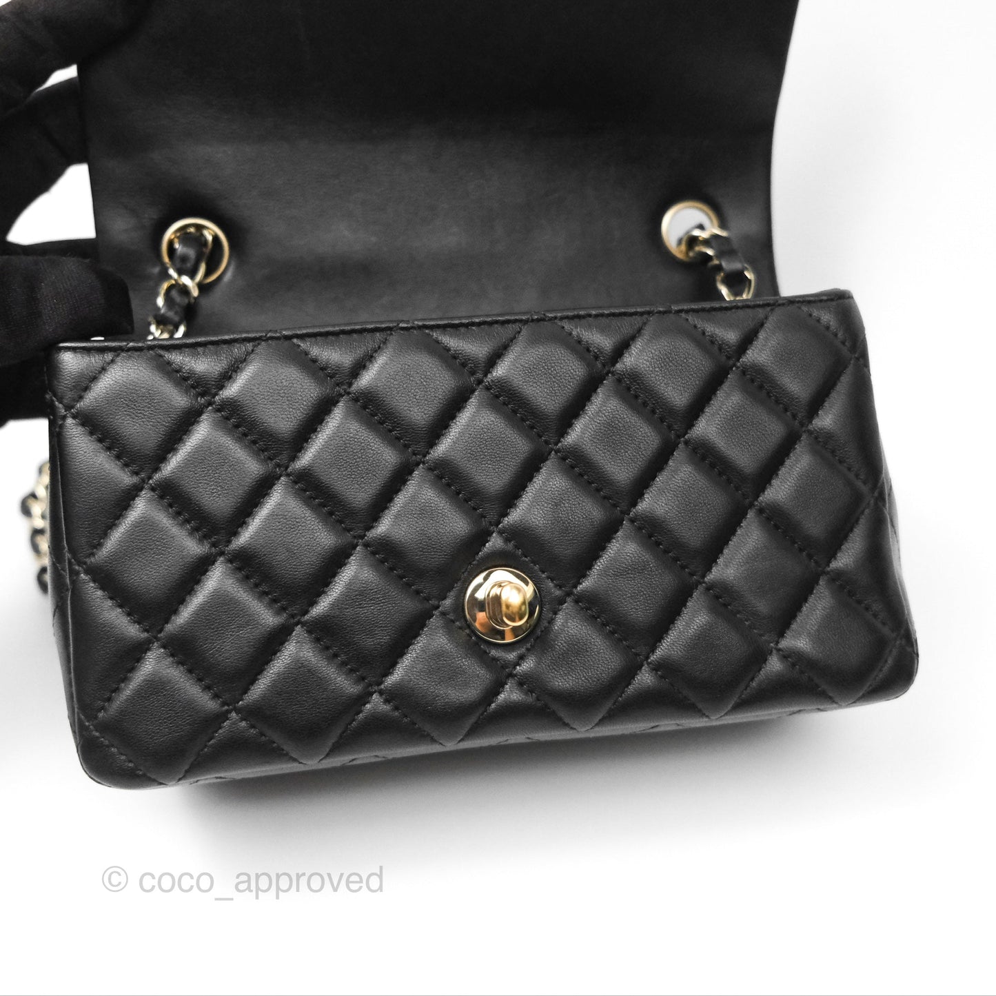 Chanel Mini Rectangular Quilted Black Lambskin Gold Hardware