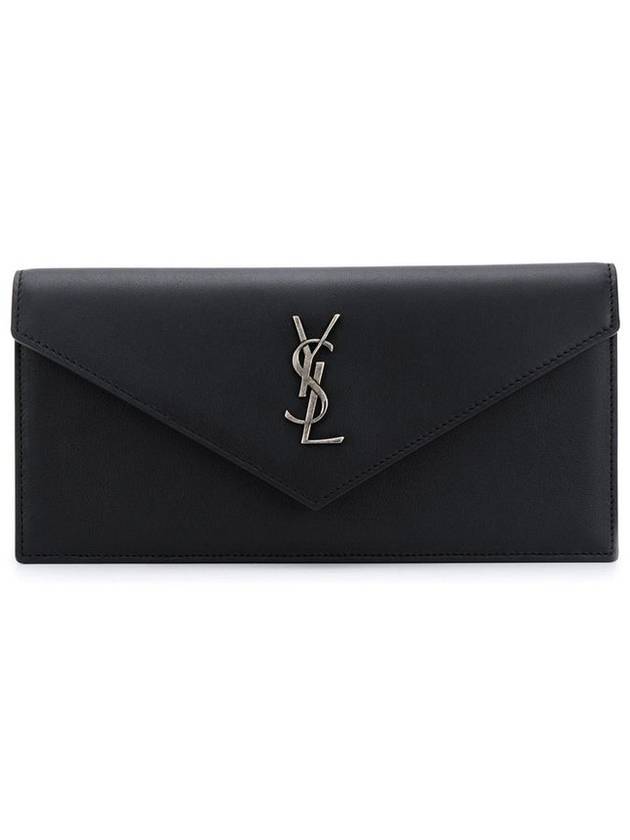 Luxury Saint Laurent Logo Monogram Envelope Clutch Bag Black