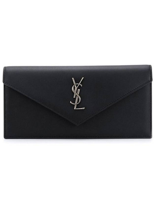 Luxury Saint Laurent Logo Monogram Envelope Clutch Bag Black