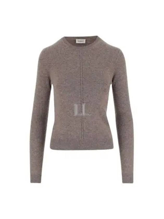 Luxury Saint Laurent Openwork Cashmere Sweatshirt Taupe