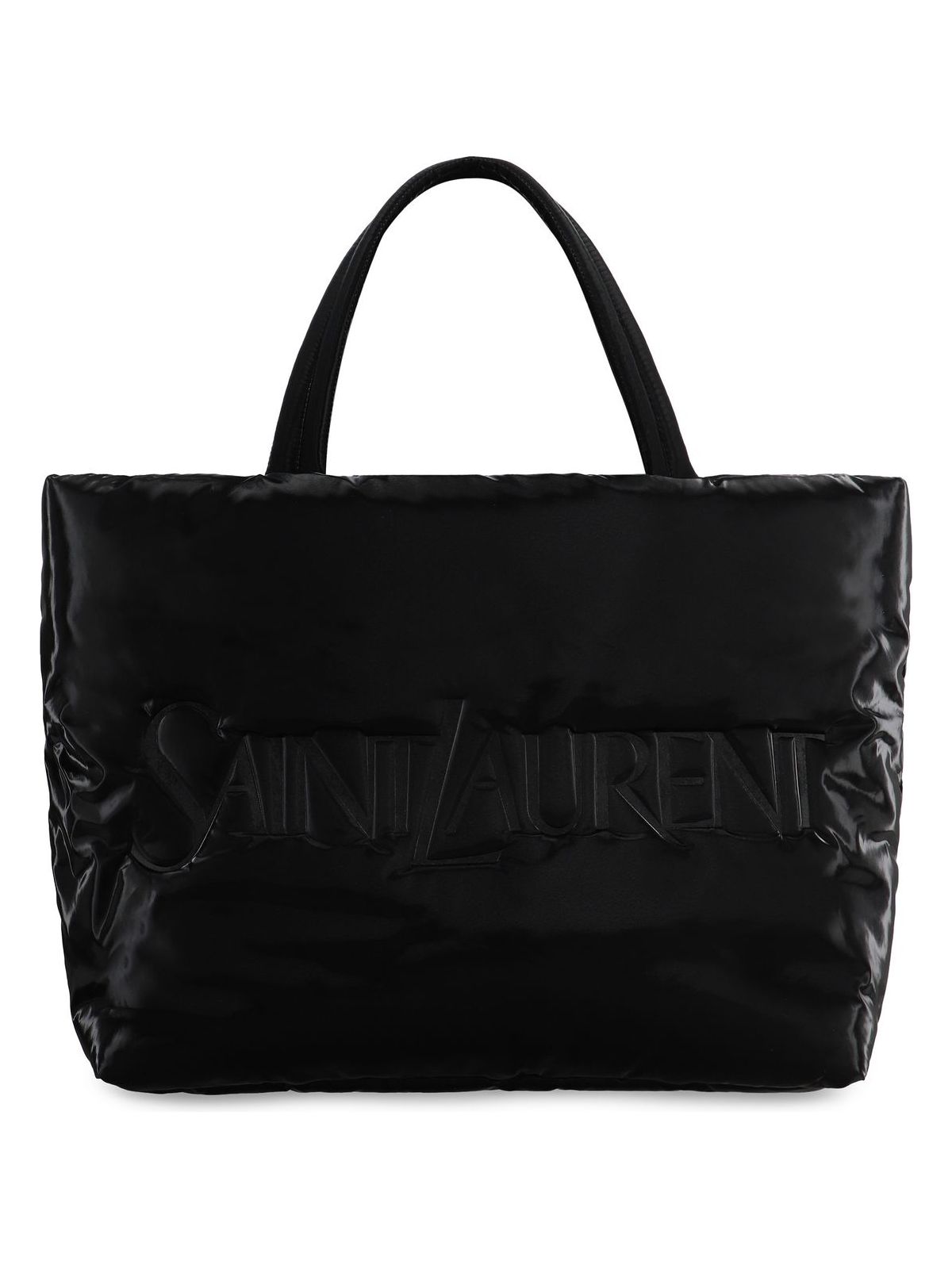 Luxury Saint Laurent Men's Padded Nylon Tote in Black | 756269FACY8 Color 1000