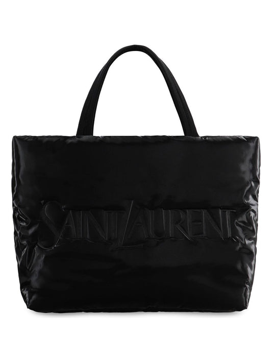 Luxury Saint Laurent Men's Padded Nylon Tote in Black | 756269FACY8 Color 1000