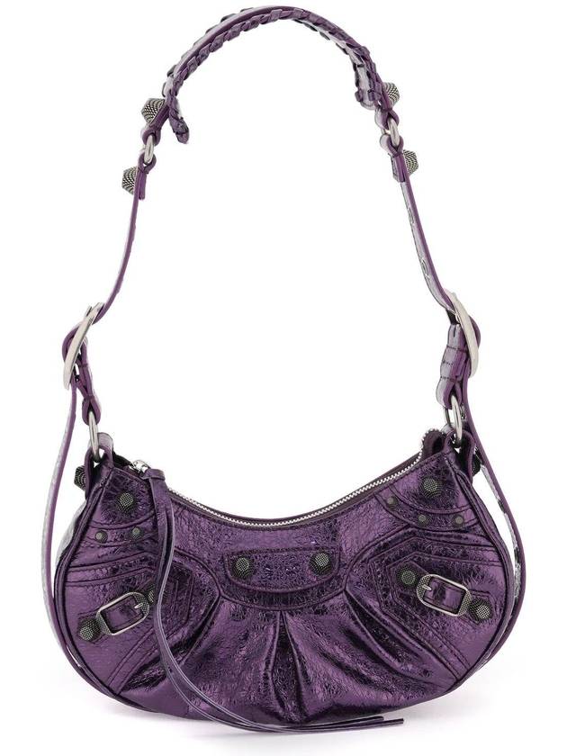 Luxury Balenciaga Metallic Le Cagol XS Lambskin Shoulder Bag Purple