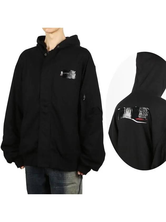 Luxury Balenciaga Gaffer Padded Cotton Bomber Jacket Black