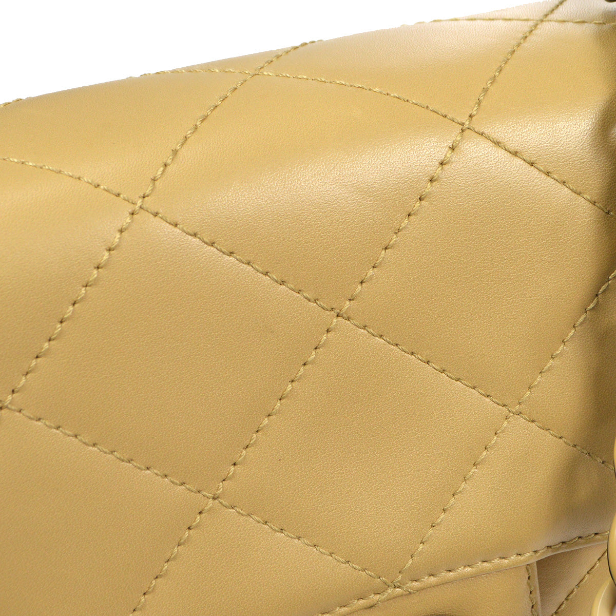 Luxury Chanel 2000-2001 Acrylic Chain Classic Single Flap Medium Beige Calfskin