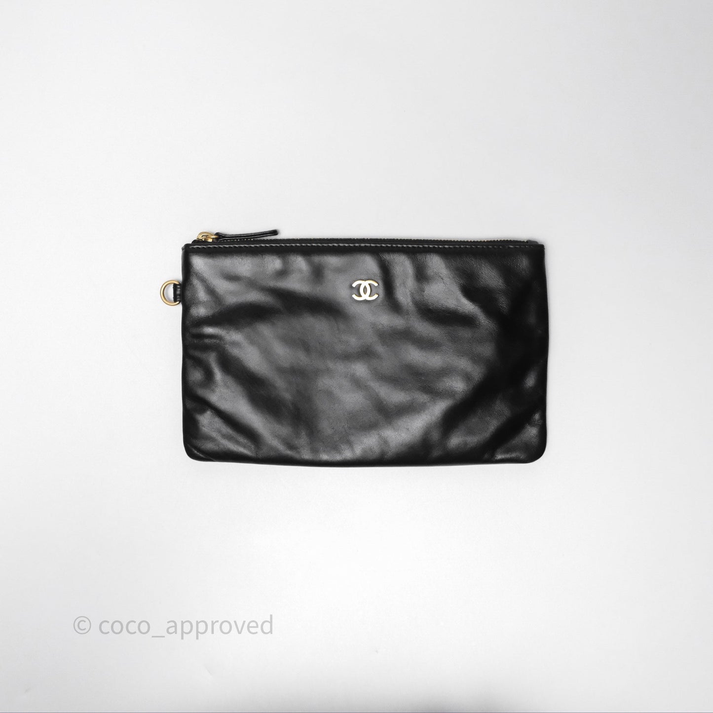 Chanel 22 Small Black Shiny Calfskin Aged Gold Hardware