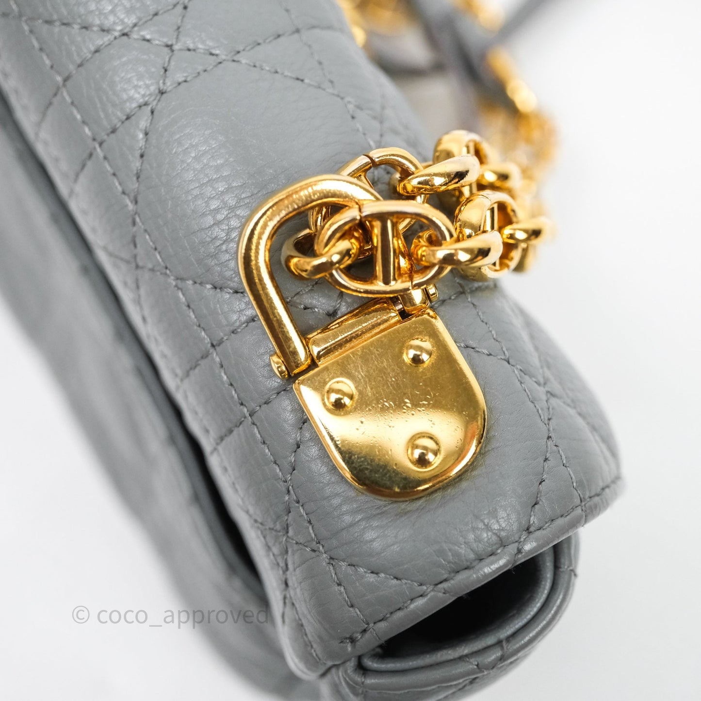 Christian Dior Small Caro Bag Stone Gray Supple Cannage Calfskin