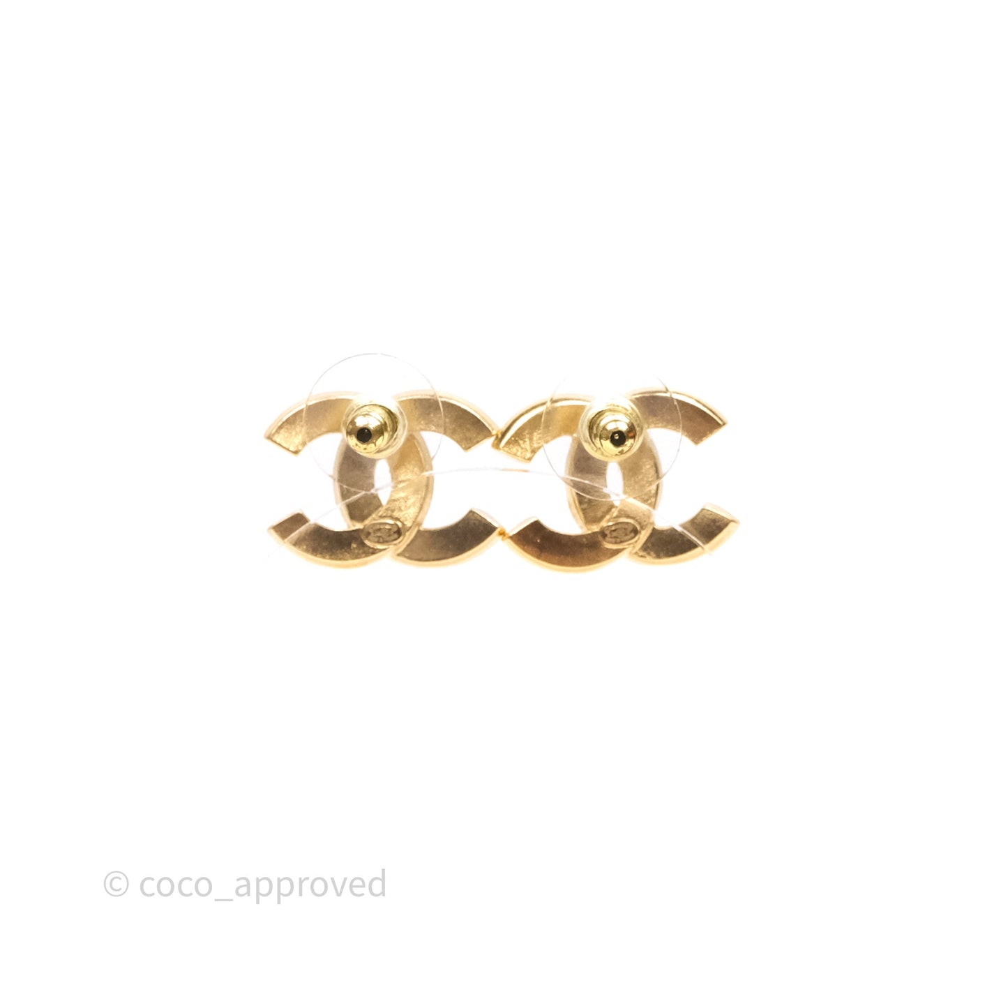 Chanel Crystal CC Resin Black Earrings Gold Tone 24C