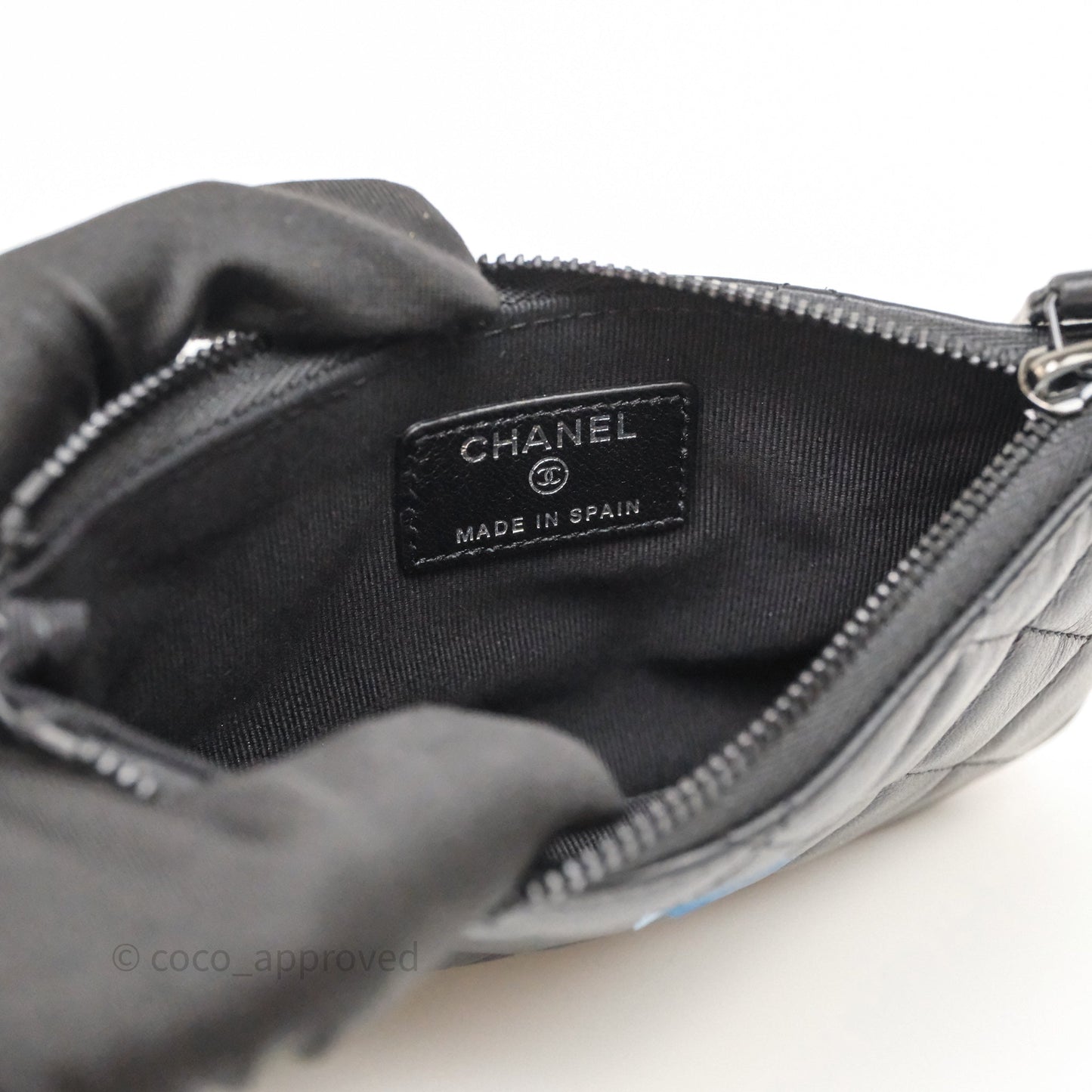 Chanel Classic Mini Quilted O Case So Black Lambskin Black Hardware