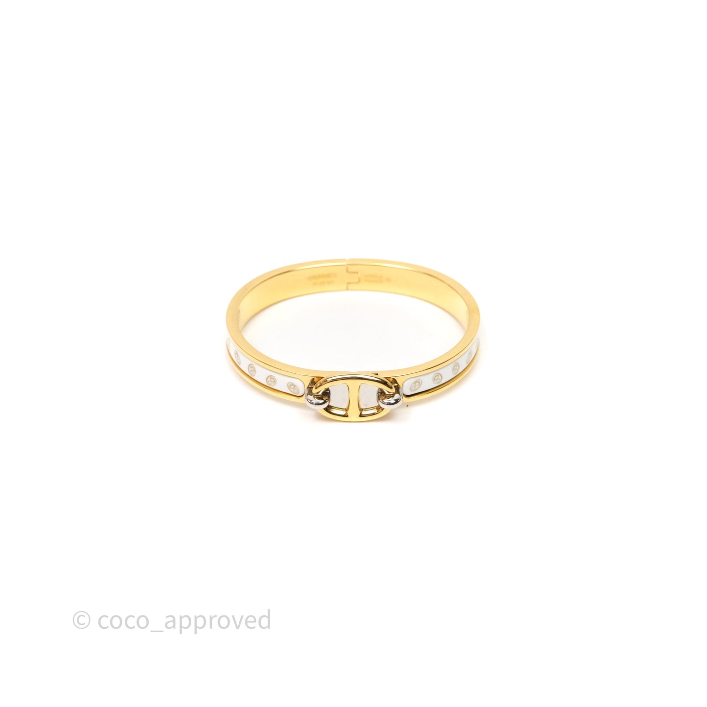 Hermes Mini Clic Chaîne d'Ancre Maillon Bracelet Orfèvre Jaune Or / Blanc