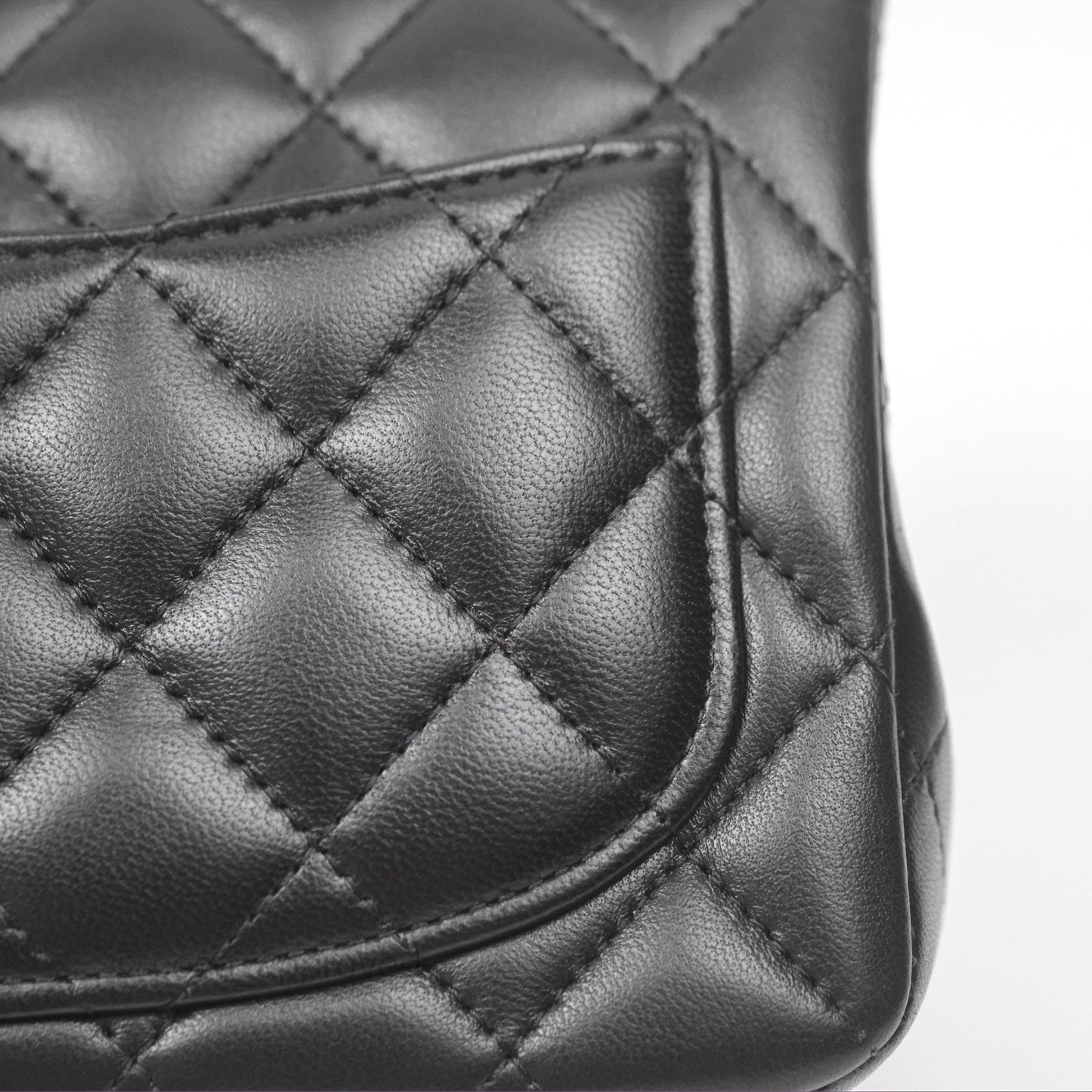 Chanel Mini Square Flap Quilted Black Lambskin Silver Hardware