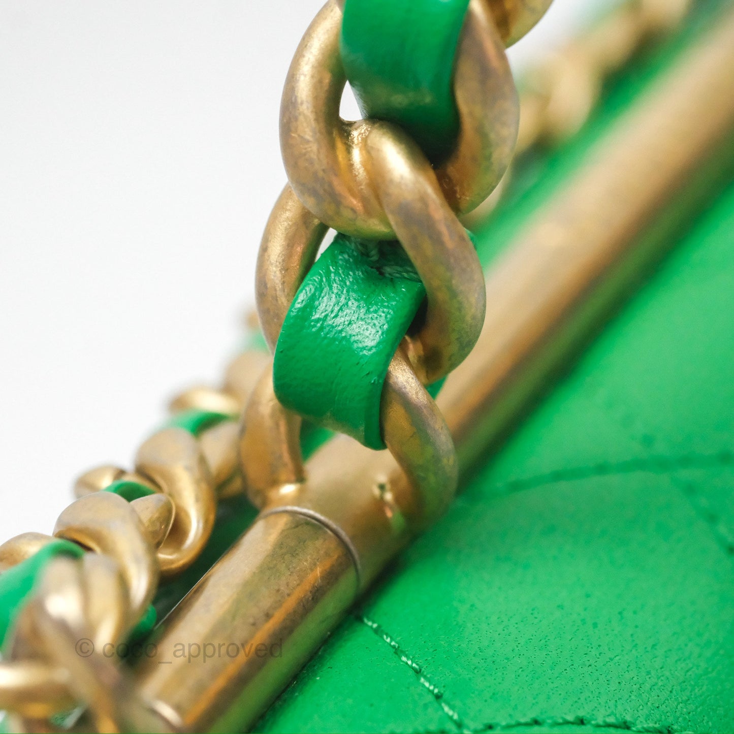 Chanel CC Quilted Flap Bag With Top Handle Green Calfskin Gold Hardware