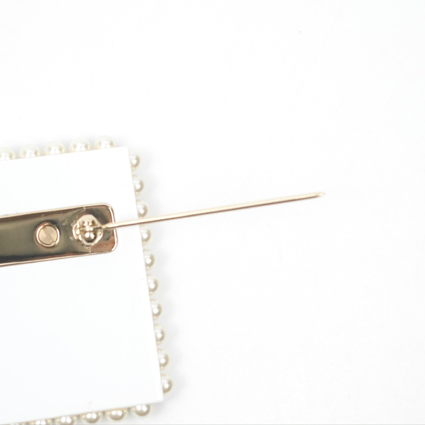 Chanel CC Postcard Pearl Brooch Gold Tone 19C