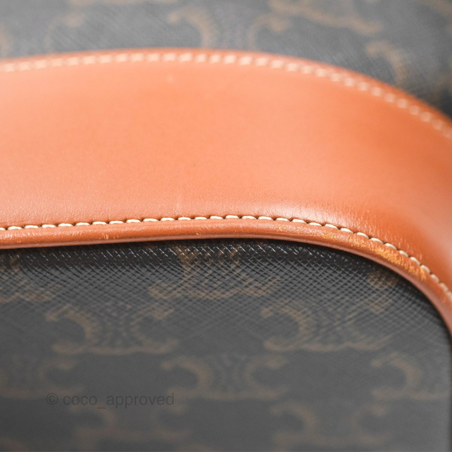 Celine Medium Bucket Bag Triomphe Canvas Tan Calfskin