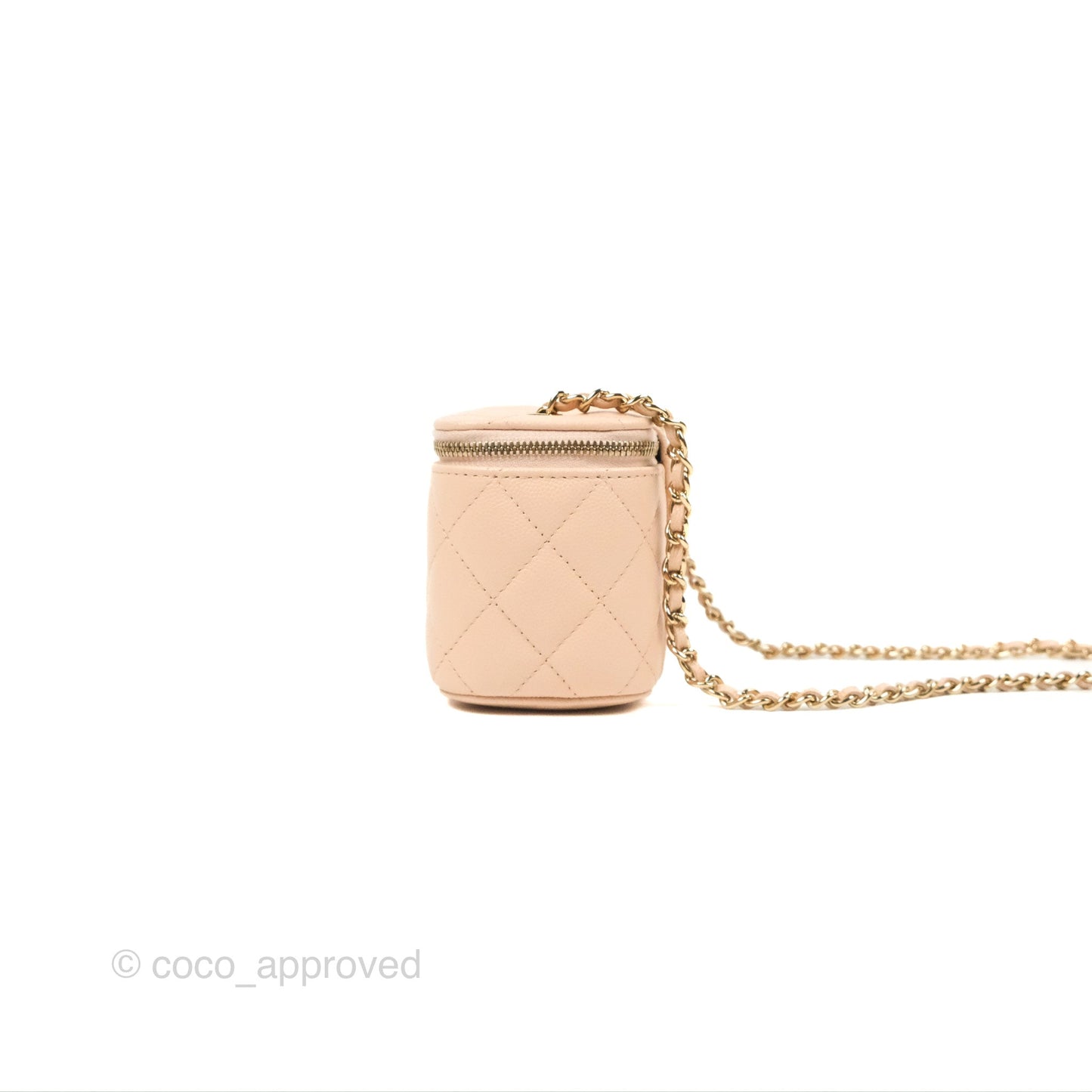 Chanel Mini Vanity With Chain Beige Pink Caviar Gold Hardware