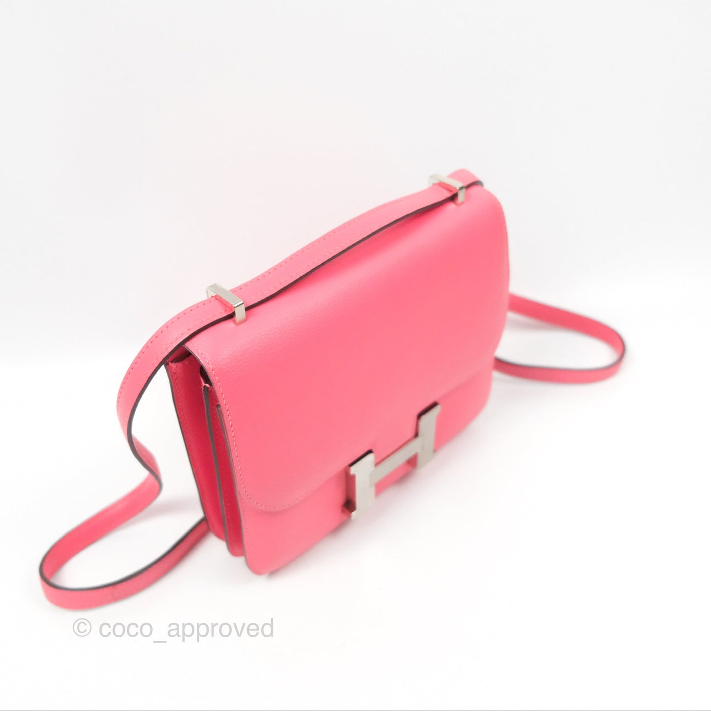 Hermès Constance Mini 18 Rose Azalee Evercolor Palladium Hardware