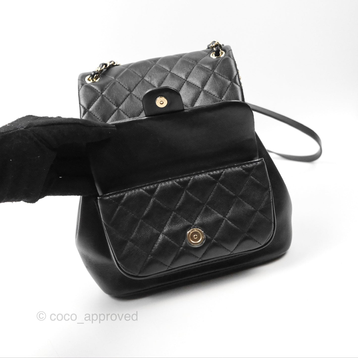 Chanel Quilted Large Duma Drawstring Backpack Black Lambskin