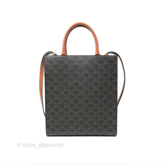 Celine Small Vertical Cabas Tote Triomphe Canvas Tan