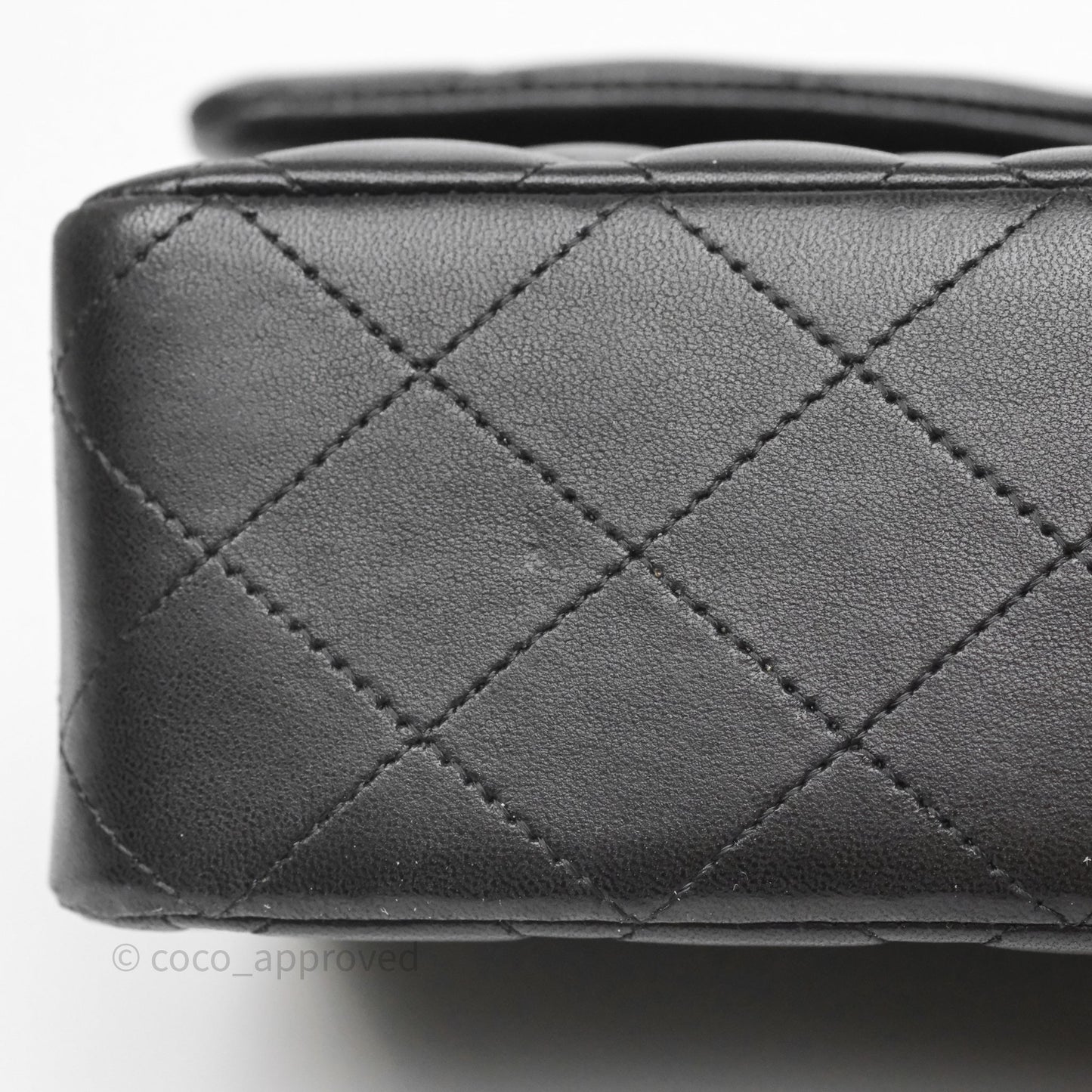 Chanel Classic M/L Medium Flap Quilted Black Lambskin Silver Hardware