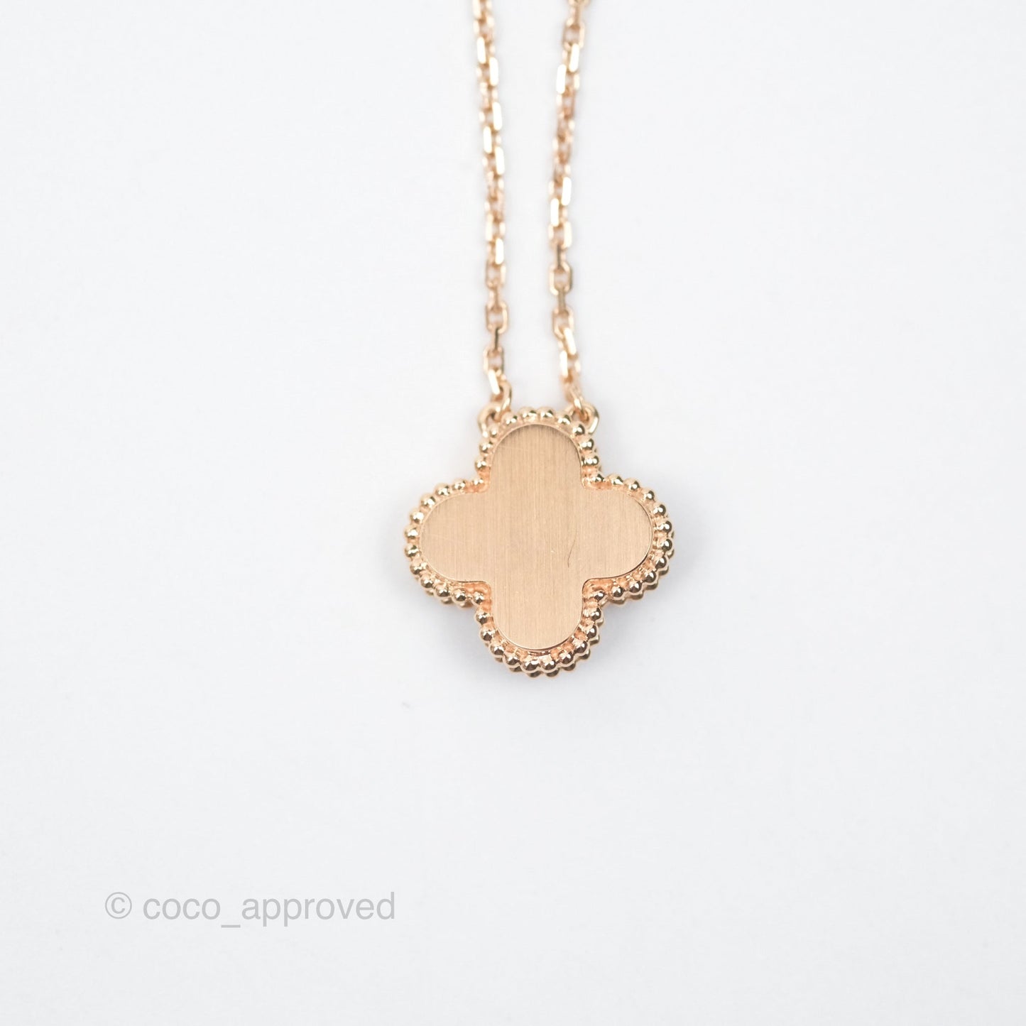 Van Cleef & Arpels Vintage Alhambra Holiday Pendant Obdisian Diamond Rose Gold