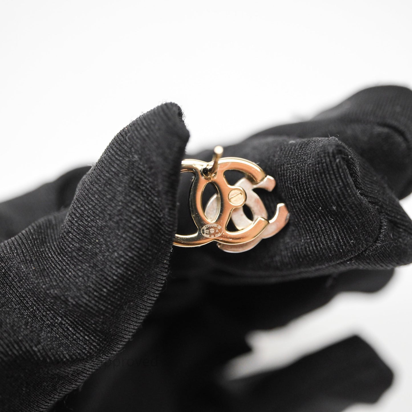 Chanel Double Crystal CC Earrings Silver & Gold Tone 21A